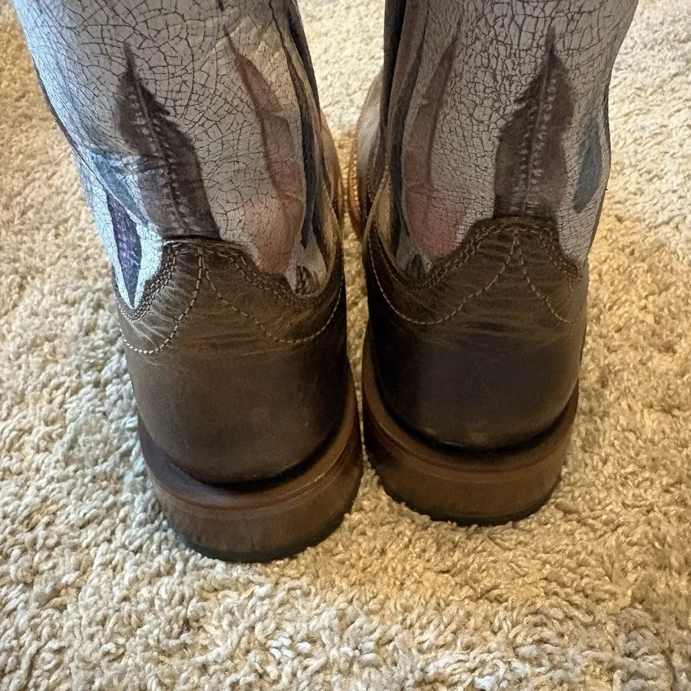 ARIAT Fonda Tuscan Taupe / Watercolor Square Toe Boots Women's 7.5B